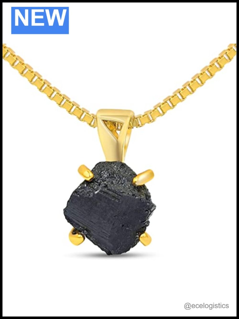925 Sterling Silver Gold Plated Genuine Raw Tourmaline Pendant Necklace